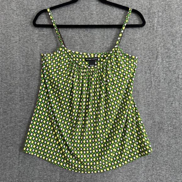 NEW YORK & COMPANY Y2K Cami Top M Green Yellow Black Adjustable Straps Stretchy - Picture 1 of 6